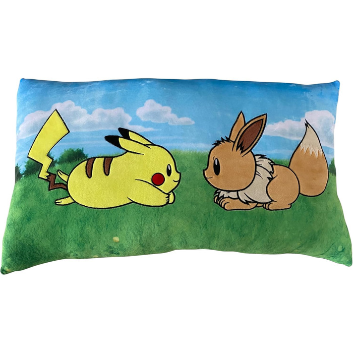 Подушка Pokémon Еволі та Пікачу, офіційна ліцензія, 60x30 см, м'яка декоративна, HÔMADICT