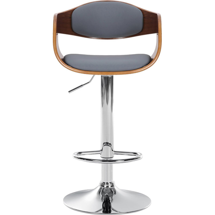 Kingston Adjustable Bar Stool with Faux Leather Seat - Walnut/Gray