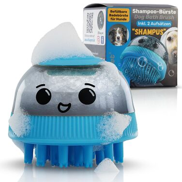 Гумова щітка для купання собак та котів BluePet з масажним ефектом. Видаляє відмерле підшерстя, пил та бруд. Ідеальна для втирання шампуню. Наповнювана щітка для купання.