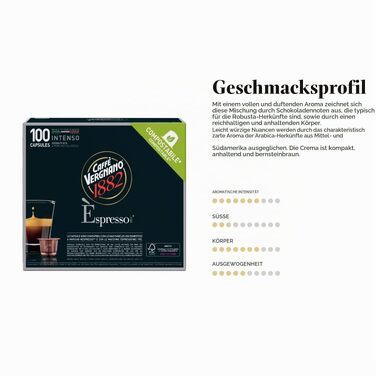 Капсули для кавомашини Nespresso Caffè Vergnano 1882 Intenso, 100 шт