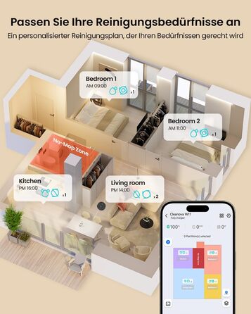 Робот-пилосос Vexilar W11 з функцією миття, LiDAR навігація, потужність 5000Pa, тривалий час роботи, WiFi, ідеальний для килимових покриттів