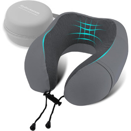 Подушка для шиї HydroAurum, подушка для подорожей, подушка для шиї з піною з пам'яті для літака, ергономічна підтримка шиї, 360° комфорт для літака, авто та поїзда, портативна U-подібна подушка з пральною наволочкою та темно-сірий колір, піна з пам'яті