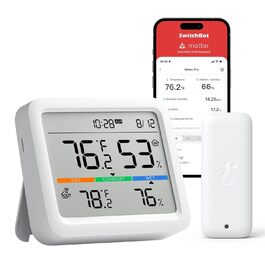 SwitchBot Bluetooth Weather Station with Outdoor Sensor, Hygrometer Thermometer Indoor, Temperature Sensor with Outdoor Thermometer, Time/Date/Weather Forecasts (SwitchBot Hub required) Weather Station (Bluetooth)