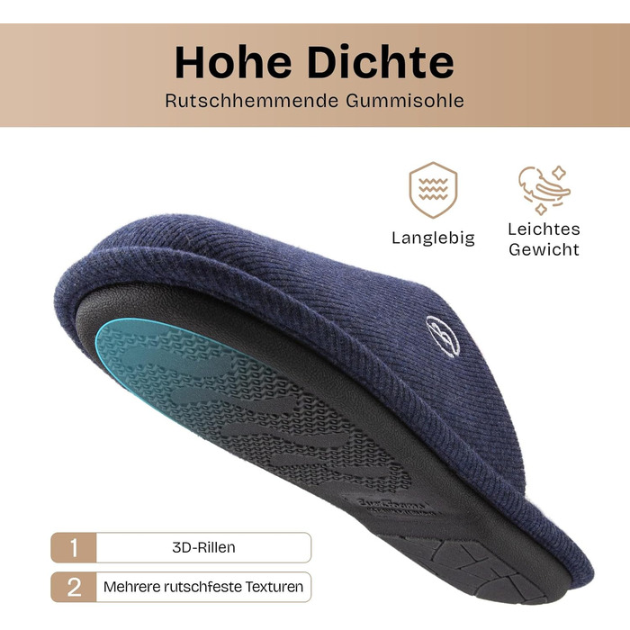 Чоловічі тапочки-шкарпетки EverFoams з м'якою піною Memory Foam, 42/43 EU, темно-синій