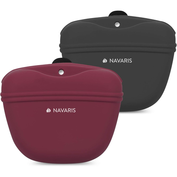 Набір з 2 Silikon Futterbeutel Navaris для собак - 2шт. Сумки для ласощів, корму, води (сірий & червоний)