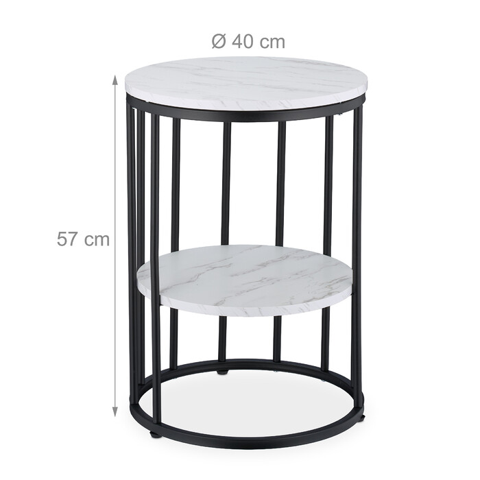 Relaxdays Side Table with Marble Look