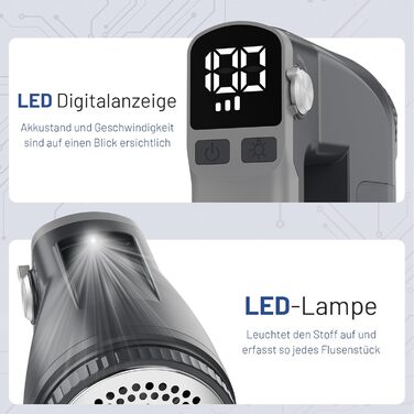 Машинка для видалення катишків Beautural: 3 швидкості, 6 лез, 1800mAh, LED, для одягу, меблів, ковдр, ворсу сірого кольору