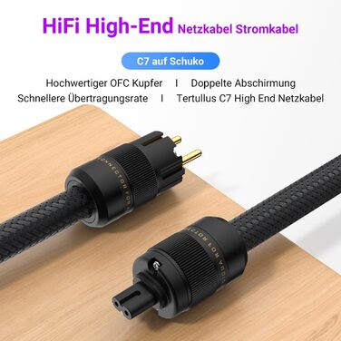 Hi-Fi мережевий кабель Tertullus High End C7 для аудіо-обладнання, штекер Schuko - C7, 1м (P104-c7)