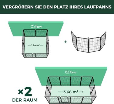 Вигул для цуценят FXW Rollick: для двору, кемпінгу, малих та середніх собак | 4 панелі, 100 см, чорний