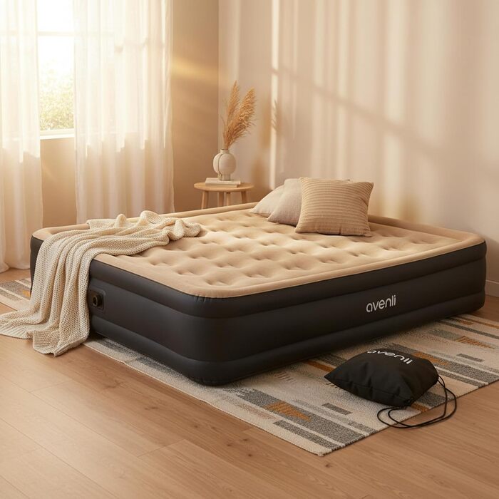 Надувний матрац Avenli для 2 осіб 203x157x47 см з вбудованим насосом - самонадувний матрац для кемпінгу та дому
