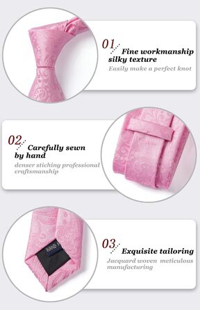 HISDERN Комплект краватки та нагрудного хустинки з квітковим візерунком Paisley, зелений (рожевий)