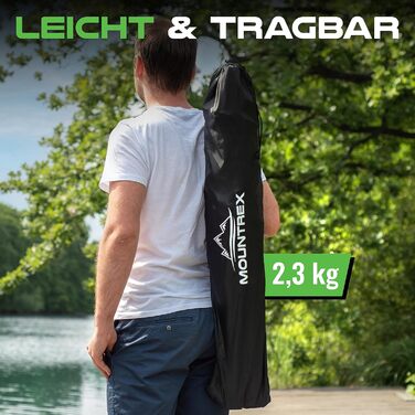 Крісло для кемпінгу MOUNTREX складне (до 120 кг) - регульовані підлокітники, для риболовлі, пляжного відпочинку, компактне та легке, з підстаканником та сумкою, чорне