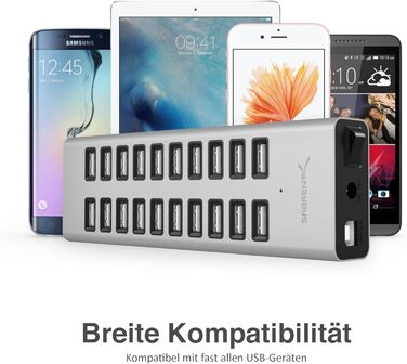 Зарядний пристрій Sabrent USB 60W 10 портів, станція швидкої зарядки для MacBook, USB-C ноутбуків, iPhone, Samsung Galaxy (AX-TPCS)