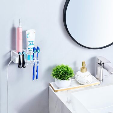 Настінний тримач для зубних щіток, електричний, без свердління, для зубних щіток та насадок, органайзер для ванної кімнати (великий)