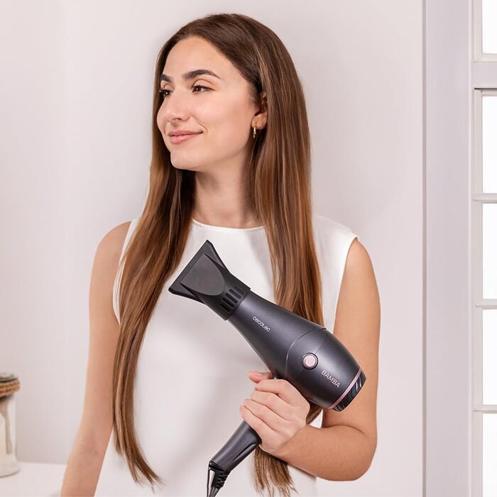 Фен Cecotec Bamba IoniCare Harmony, 2600W, регулювання температури та швидкості, технологія HairCare, іони, 1.8м, 2 насадки, холодний струмінь, сірий