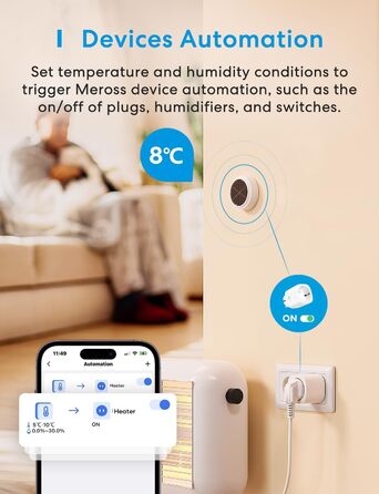 Meross WLAN Hygrometer Thermometer Indoor, Smart Temperature and Humidity Monitor with Solar Power, App Notification, Compatible with Apple HomeKit, Alexa, Google Home, with 1 Hub