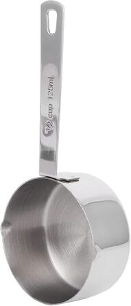 Stainless steel measuring cup 304, metal measuring spoons, baking measuring spoons with scale, cake measuring spoons for the kitchen, kitchen scale (size: 1/3 cup 80 ml) (1/2 cup 125 ml)