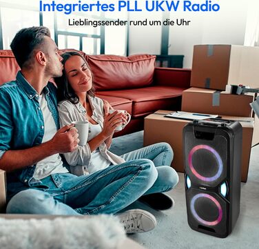 MEDION PE-1 Pure Partybox: портативна Bluetooth-колонка з мікрофоном, світлові ефекти, караоке, AUX, USB, радіо (2 x 220 Вт)