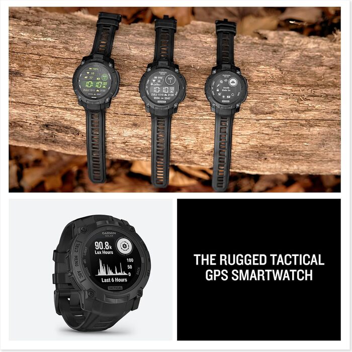 Garmin Instinct 3 Tactical Edition: Тактичний GPS-годинник з сонячним дисплеєм, 45 мм