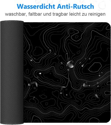 Килимок для миші ігровий XXL 900x400 мм з художнім контуром, водонепроникний, антиковзкий для ПК, MacBook, ноутбука. Підвищує точність та швидкість