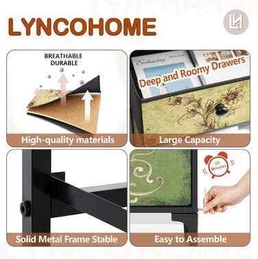 LYNCOHOME Chest of Drawers with 8 Fabric Drawers, Sideboard with Fabric Drawers, Drawer Unit for Kitchen, Office, Hallway, TV Stand with Fabric Drawers (4 Drawers)