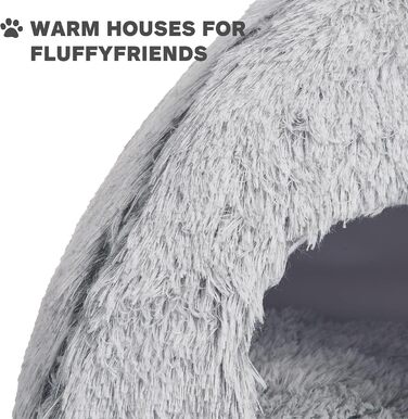 Cat Bed Washable Cat Sleeping Place for Cats Cat Cave Plush Pet Cat Head Pillow Cat House Cat Cushion Fluffy Kitten Puppy Snuggle Bed Pet Bed White (Gray, medium)