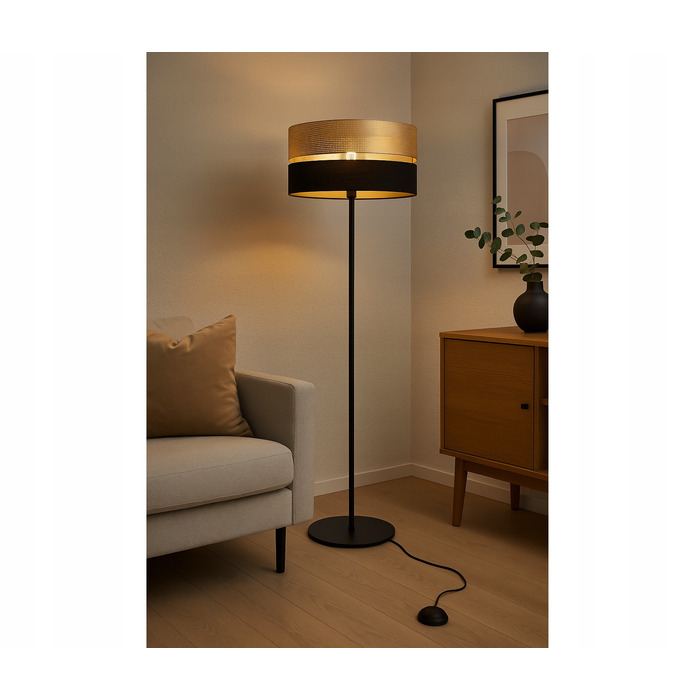 Підлогова лампа Elko-Lighting Dual E27 60 Вт, чорний та золотий