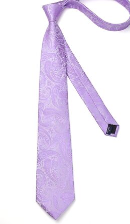 Краватка для чоловіків HISDERN 160 см, довга, з нагрудним хустиною, для весілля та бізнесу, шовкова, елегантна (фіолетовий паваротті)