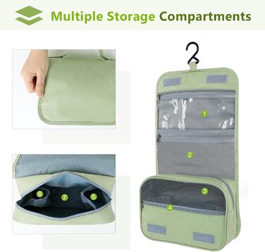 AiQInu Кульотутрюм для підвішування, унісекс, косметичка-органайзер для подорожей з гачком, бірюзовий (зелений)