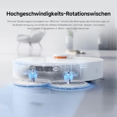 Робот-пилосос Xiaomi Robot Vacuum X20+ з функцією вологого прибирання, потужність всмоктування 6000 Па, підйомні швабри