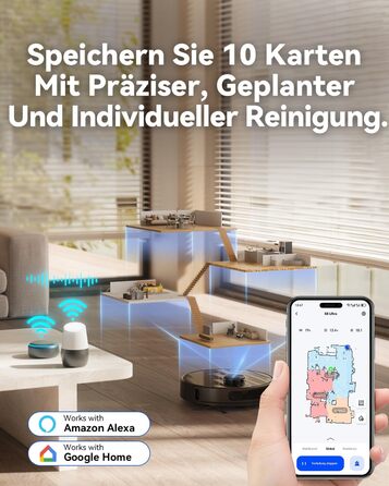 Робот-пилосос Tesvor S8MAX 3-в-1 з функцією миття, 8000Pa, LiDAR-навігація, 240 хв роботи, керування через додаток/Alexa, самостійна станція очищення 2.5л для великих приміщень з тваринами (X8 Ultra)