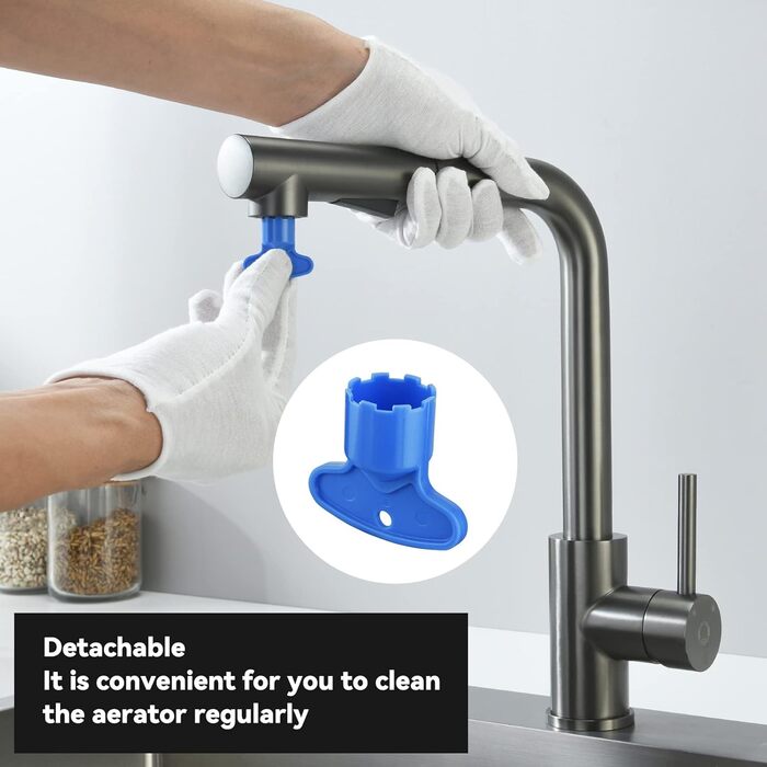 Змішувач кухонний висувний CECIPA з душем, нержавіюча сталь, 2 режими, 360° обертання, високий тиск, щіткова сталь (грашко-чорний)