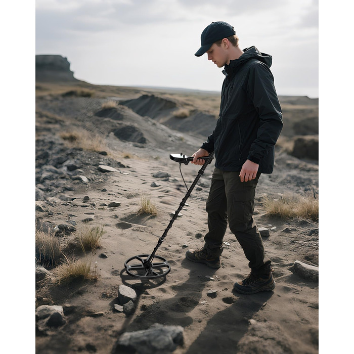 Металошукач професійний для дорослих Metalldetektor з 13'' водонепроникною котушкою DD, частота 19.23 кГц для пошуку срібла та золота, регульована балансування ґрунту, 3 режими пошуку, глибина виявлення 12''