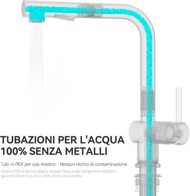 Кран кухонний CECIPA Hochdruck чорного кольору, висувна модель з душем, двома режимами струменя, поворотний на 360°, з нержавіючої сталі, ×207B (L-подібний, високий тиск)