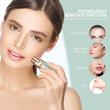 Триммер для обличчя та брів VG VOGCREST 2-в-1, акумуляторний, з LED-підсвіткою (Рожеве золото, Зелений)