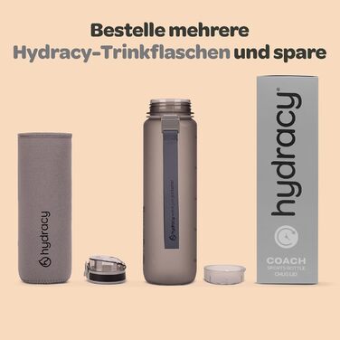 Пляшка для води Hydracy з соломинкою та міткою часу 2л - Сріблясто-сіра - BPA-free, спортивна, герметична, без конденсату