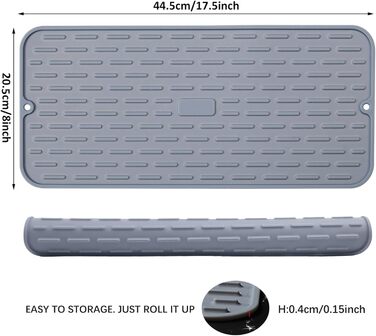 Силіконовий килимок для посуду, 2 шт., 44,5 x 20,5 см (17,5' x 8'), сірий - Silikon Trockenmatte