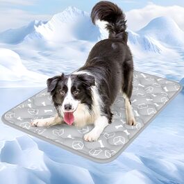Rywell Cooling Mat for Dogs - Upgarde Colorfastness Thickening Washable Self-Cooling Cold 70×90cm Dog Mat - Non-Slip Soft Water-Absorbing Odorless Summer Dog Blanket for Dogs Cats - L - Grey