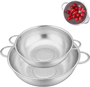 Набір сит для кухні з ручками, нержавіюча сталь, 2 шт. (19 та 22 см)