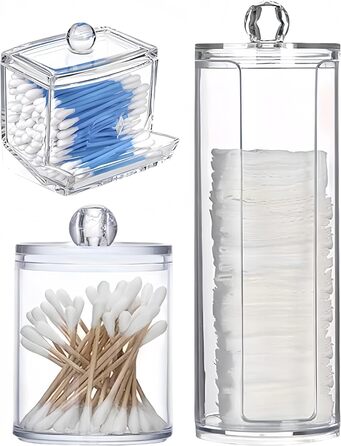 Організатор для косметики MIGUIWOR (3 шт.) - ватний диск, ватяні палички, прозорий