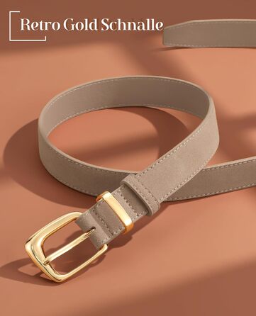 Жіночий шкіряний ремінь VONMELLI вінтажний замшевий, регульований для суконь, джинсів, костюмів з модною золотою пряжкою, колір хакі, розмір талії 66-77 см