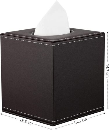 KINGFOM Скляна коробочка для серветок, шкіряна обкладинка, органайзер для дому, авто, офісу (коричневий)