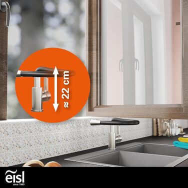 Гнучкий кухонний змішувач EISL Flexo з нержавіючої сталі/чорний, NI186FLNIB, 360° обертання, Soft-Touch шланг