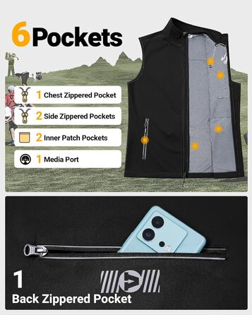 Чоловіча софтшеллова жилетка Outdoor Ventures для активного відпочинку: велосипедна, водонепроникна, вітронепроникна, чорна