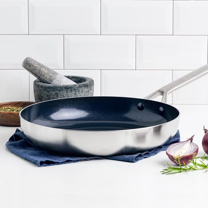 Набір посуду Blue Diamond Cookware Tri-Ply з нержавіючої сталі з алмазним покриттям, 2 шт (24 см & 26 см), індукційний, безпечний, для плити та духовки