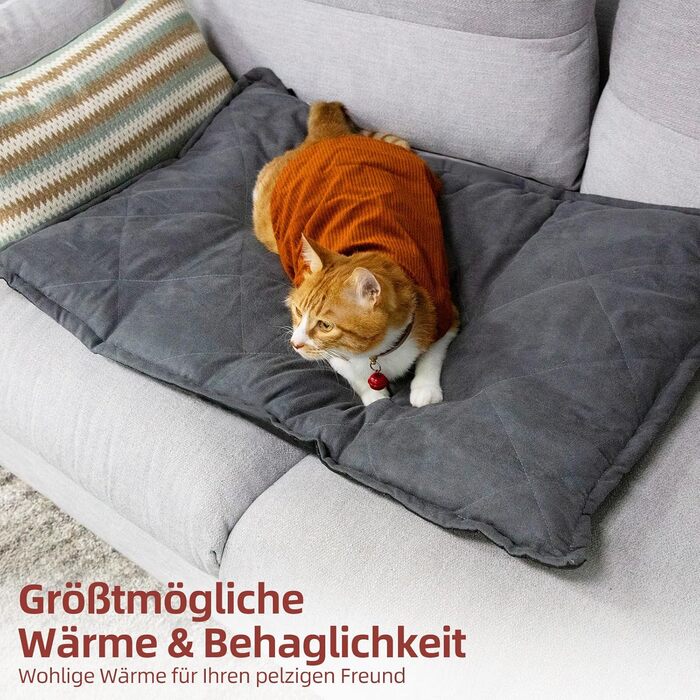 Самогріюча ковдра для собак та котів Mora Pets, 89 x 58 см, темно-сірий велюр