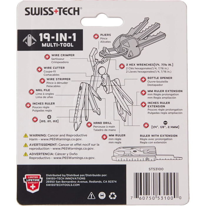 Swiss+Tech ST53100 Polished SS 19-in-1 Micro Pocket Multitool for Camping, Outdoor, Hardware