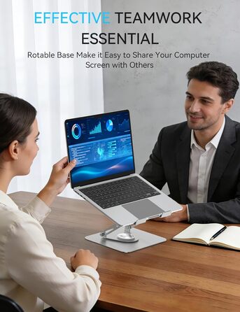 Підставка для ноутбука Soundance: регульована висота, 360° обертання, чорна, 10-15,6 дюймів