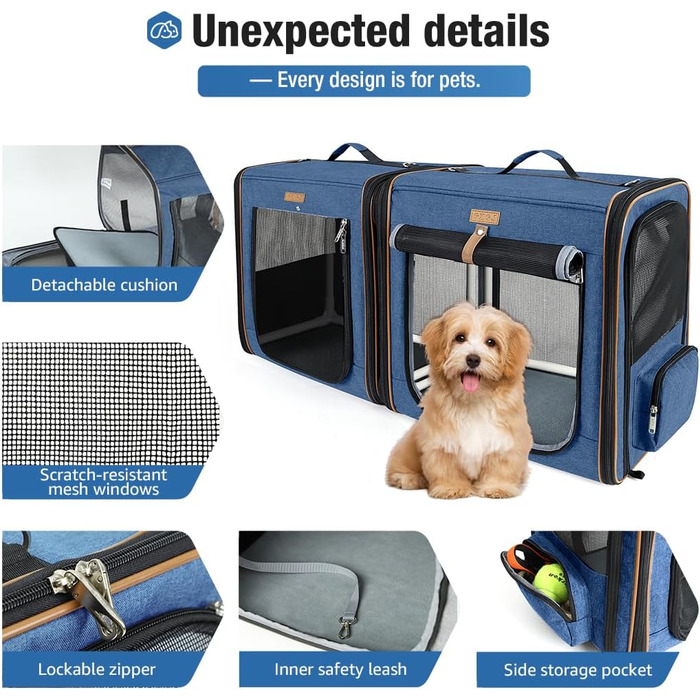 Транспортна переноска для собак та котів середнього розміру, 2-в-1, блакитна