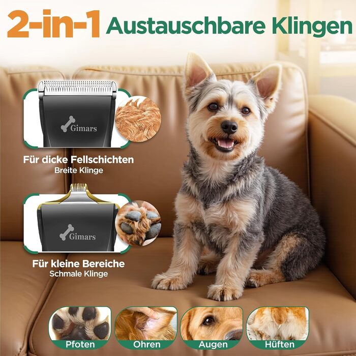 Гімарс 3 в 1: професійна машинка для стрижки собак та котів з 4-ма насадками, 7000 обертів/хв, для густого хутра, тиха, бездротова, срібна